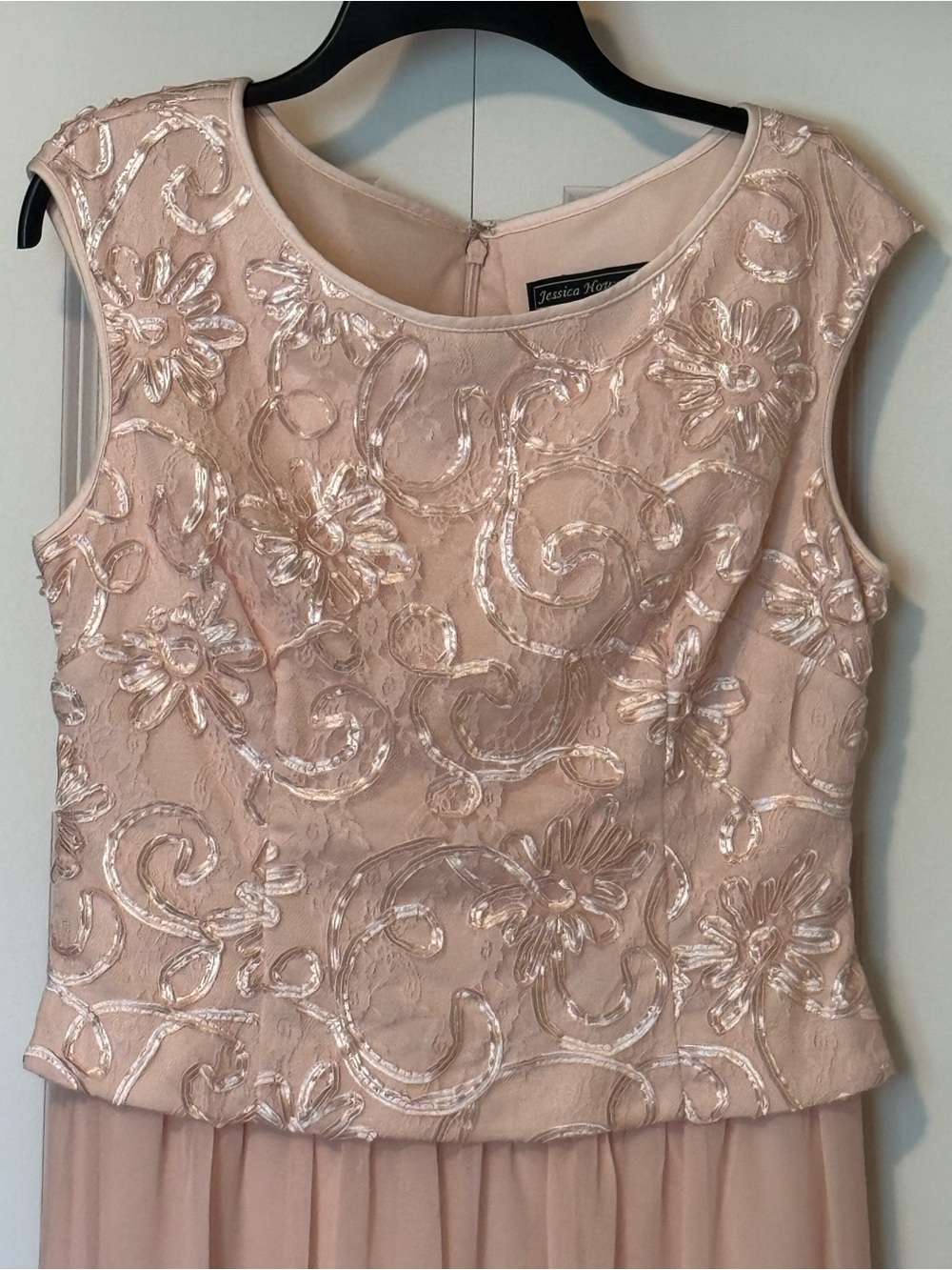 Jessica Howard Light Blush Embroidered Sleeveless Gown